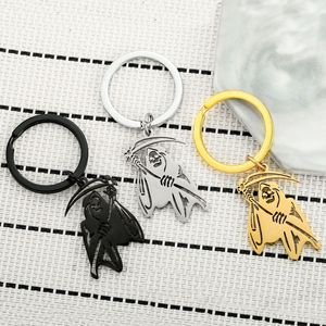 พวงกุญแจสแตนเลสสตีลลายนูนโกธิคสุดหรูรูปผีฮาโลวีนขายดี พร้อมจี้รูปกริมรีปเปอร์ เหมาะสำหรับเป็นของขวัญในงานปาร์ตี้ - Product Image 3