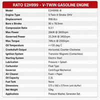 Moteur à essence commercial RATO E2H999 V-Twin, économique, durable, faible entretien, pour groupe électrogène