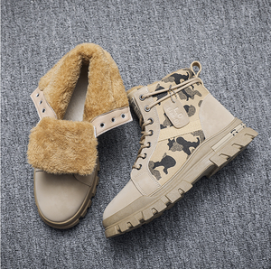 2024 nouvelles bottes d'hiver pour hommes fourrure intérieur chaud haut semelle épaisse bottes de travail rétro britannique chaussures pour hommes - Product Image 4