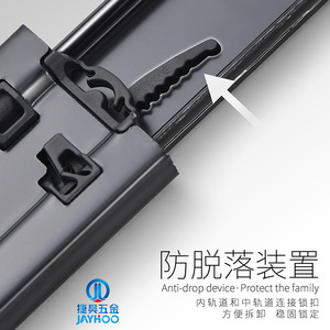 รางลิ้นชักสามตอน JAYHOO ขนาด 45 มม. ผลิตจากเหล็กแผ่นรีดเย็น พร้อมลูกปืนเงียบสำหรับเฟอร์นิเจอร์ - Product Image 4