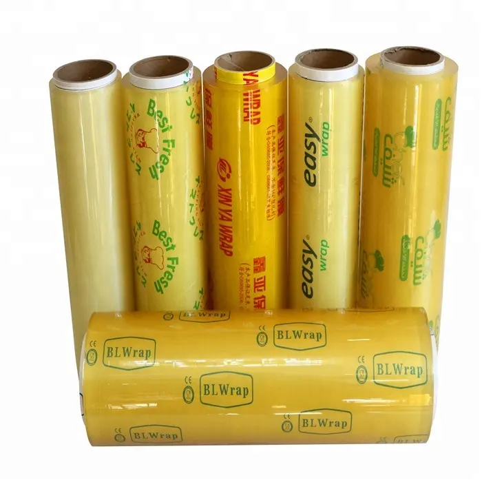 Free Sample Available PVC Cling Film with Slide Cutter Plastic PVC Cling Film for Food Plastic Stretch Film