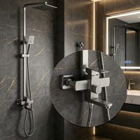 Mitigeur de douche carré à effet pluie, robinet de bain mural, robinetterie de salle de bain, ensemble de douches en acier inoxydable 304 pour hôtel
