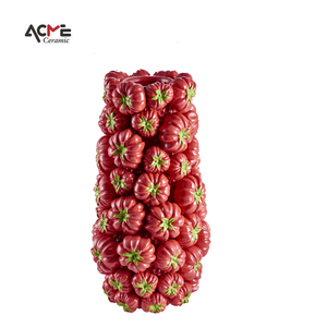 Vase à fruits rond en céramique moderne européen simple et Art déco, décorations d'intérieur, ornements, vase à tomates - Product Image 4