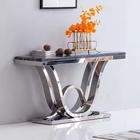 Table console moderne élégante de luxe en marbre argenté Mobilier de salon contemporain en bois pour hôtels et villas Tables d'appoint