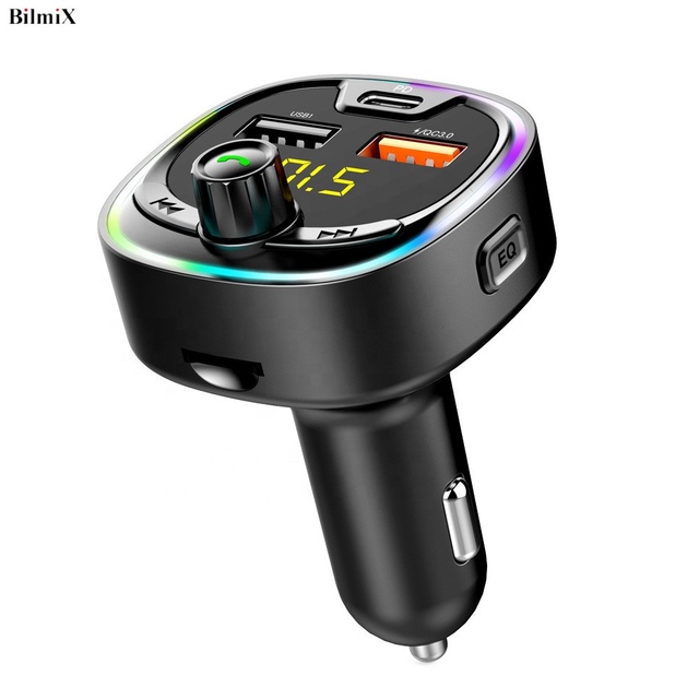 Car Kit QC3.0 PD 18W Type C USB Car Charger Wireless Handsfree Calling FM Transmitter Modulator Car Mp3 Player BT5.0