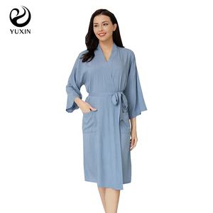 Vestaglia Premaman Personalizzata in Rayon, <span class=keywords><strong>Camicia</strong></span> <span class=keywords><strong>da</strong></span> <span class=keywords><strong>Notte</strong></span> Semplice per Donna, Accappatoio 100% Rayon Cotone - Product Image 2