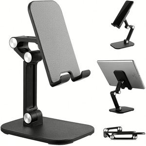 Support de téléphone portable noir, entièrement pliable, réglable en hauteur et en angle, compatible avec une large gamme de modèles, support de téléphone portable plus haut pour bureau - Product Image 2