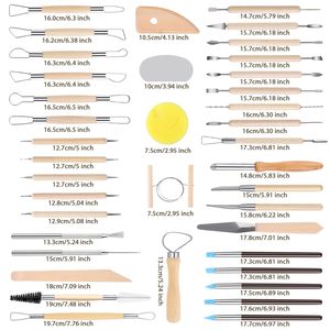 57 יחידות סט כלי פיסול וגילוף מחימר עץ למתחילים ולמומחים - עבודות יד אמנותיות לילדים לבית הספר - צהוב - Product Image 3