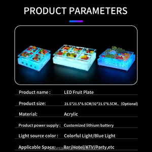 맞춤형 접이식 아크릴 LED 과일 디스플레이 홀더 금속 서비스 플레이트 바/클럽 사용을위한 발광 서빙 트레이 - Product Image 4