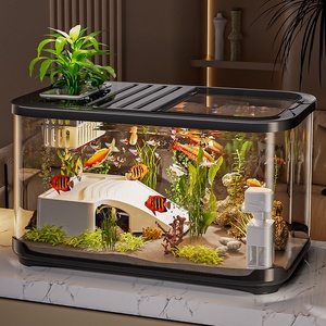 <span class=keywords><strong>Acquario</strong></span> Rettangolare in Plastica PC di Alta Qualità con Coperchio, per Uso Domestico, Soggiorno, Vasca Ecologica Trasparente per Tartarughe e Allevamento di Pesci <span class=keywords><strong>d</strong></span>'<span class=keywords><strong>Acqua</strong></span> Dolce - Product Image 1