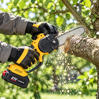 Tronçonneuse électrique sans fil de 6 pouces, 21V, légère, mini-scie portative avec chargeur de batterie, kit d'outils pour l'élagage des arbres de jardin