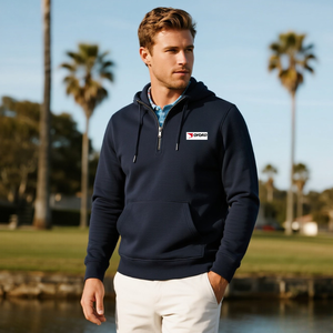 Felpe da <span class=keywords><strong>uomo</strong></span> con cappuccio a quarto di Zip felpe con cerniera 1/4 Spandex in poliestere Casual manica lunga felpe da Golf con cappuccio - Product Image 2