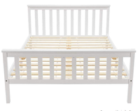 Lit Double en bois blanc de Style moderne, pour adultes, enfants et adolescents, cadre de lit plateforme en bois massif