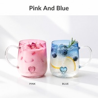 Mug en verre borosilicate 400 ml, résistant à la chaleur, tasse à café colorée avec une jolie poignée, tasse à lait, thé, eau