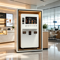 Distributeur automatique de café haut de gamme avec SDK, paiement par QR code et pièces de monnaie, distributeur en acier de luxe pour usage en salon d'aéroport (OEM)