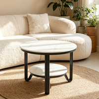 Table d'appoint ronde moderne de luxe à double niveau pour salon, chambre à coucher, canapé, meubles d'appoint