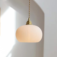 Lampe suspendue en céramique E27, abat-jour en cuivre et céramique pour chambre à coucher, salon, lampe suspendue en céramique, lampe suspendue vintage à nervures