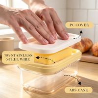 Organisateur de cuisine : Beurrier en ABS avec coupe-beurre, trancheuse en acier inoxydable, boîte de rangement pour beurre, boîte de conservation pour fromage, boîte de rangement alimentaire