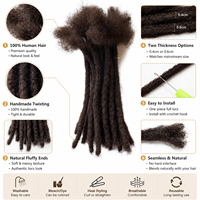 Extensiones de Rastas 100% Cabello Humano, Hechas a Mano, Microlocks, Sisterlocks, Extensiones de Locs, Color Negro Natural, Venta al Por Mayor
