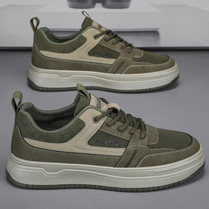 Vintage Color <b>Block</b> Mesh Casual Sneakers Comfort Thick Platform Skate Shoes Lightweight Outdoor Walking Shoes For Men shoes - Product Image 1