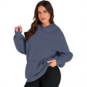 Sweat-shirt à capuche tendance pour femme, personnalisable, en molleton de coton oversize avec broderie 3D, finition délavée à l'acide et effet vieilli - Product Image 4