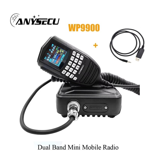 Anysecu WP-9900 UHF VHF Dual Band Mobile Walkie Talkie 25W 136-174/400-480mhz Two Way Radio for Logistics and Transport