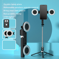 Support de Téléphone Compatible Bluetooth Réglable avec Anneau Lumineux LED, Trépied Antidérapant 4-en-1 et Perche à Selfie pour TikTok Live Streaming