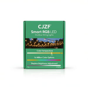 Luces de Cadena LED RGB Inteligentes CJZF para Exteriores, IP66 Impermeables, Control por Aplicación, 15 Bombillas, Wi-Fi, Luces de Navidad Arcoíris - Product Image 1