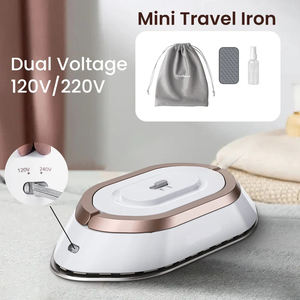 Mini <span class=keywords><strong>plancha</strong></span> seca eléctrica de mano 120V/220V de doble voltaje 30S calor sin <span class=keywords><strong>vapor</strong></span> planchas para ropa portátil ligero viaje - Product Image 1