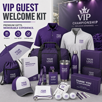 Kit de Bienvenida VIP para Invitados de Golf con Polo, Paraguas, Bolsa de Lona, Gorra, Botella, Vaso Térmico, Cordón, Toalla, Guante, Pelotas y Caja de Regalo