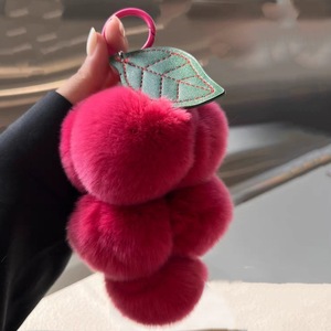 Mink Rabbit Fur Purple Grapes Pendant <b>Toy</b> Rabbit Hair Car Plush Keychain Long Mink Fur Charm Stuffed Ornaments for Bag Car Key - Product Image 4
