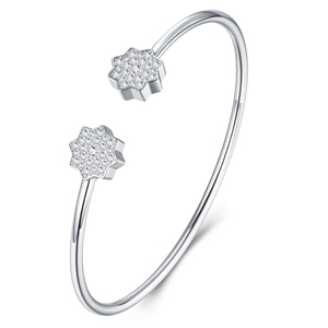 Bracelet manchette en moissanite étoile à huit branches de qualité supérieure, en argent sterling S925 plaqué <span class=keywords><strong>platine</strong></span>, poli miroir, serti pavé, pour femme - Product Image 4