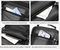 Sac à bandoulière tendance pour homme en cuir véritable, multi-poches, imperméable, durable, pour les voyages d'affaires, les activités de plein air
