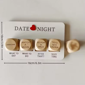 Ideas DE REGALO PARA EL Día de San Valentín 2025, juego de <span class=keywords><strong>dados</strong></span> de madera personalizados, colorido cúbico, fecha, amante de la noche, juego de mesa para adultos, divertido, romántico, Cuadrado de <span class=keywords><strong>dados</strong></span> - Product Image 6