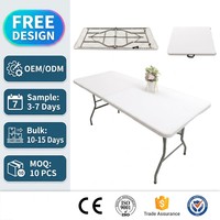 Table pliante moderne en plastique noir Senruihome, 6 pieds (180 cm), imperméable, empilable, pour usage extérieur et hôtelier