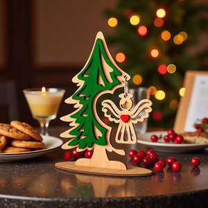 Set de Adornos Navideños de Madera para Árbol, Decoración de Mesa para Fiestas, Adorno DIY para el Hogar, Escena Invernal, Decoración Navideña - Product Image 3