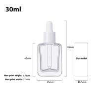 Nouveau Flacon Compte-gouttes en Verre à Fond Épais de 30 ml, Carré Plat, Violet Transparent, pour Sérum et Huile Essentielle, Emballage Cosmétique de Luxe Personnalisé