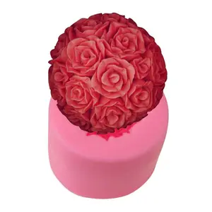 3D Design Rose Ball Handmade Silicone Decorative Soap and Candle Mold