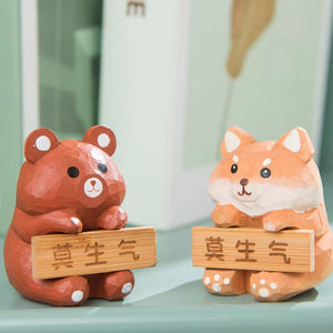 Kerajinan Tangan hewan kucing kayu lucu mainan Cat kayu kucing kecil dekorasi anak kucing kayu DIY hadiah patung hewan - Product Image 1