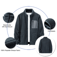Veste polaire softshell pour homme avec poche zippée, col montant, fermeture éclair intégrale, logo personnalisé, vestes en sherpa