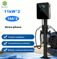 Nuevo Cargador Inteligente para Vehículos Eléctricos con Doble Conector, Montaje en Pared, 11kW 16A, Estación de Carga Tipo 2, Cable de 5m con Pantalla LCD de 4.3'', Wallbox EVSE