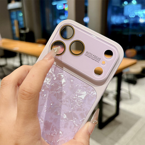 Coque de téléphone portable motif coquille original pour iPhone 17 16 Pro Max, cadre en verre coloré, bouton IA, couverture scintillante et brillante - Product Image 5