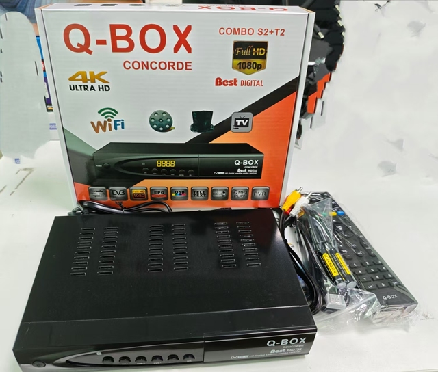 Q-BOX DVB T2 + S2 Combo Set-Top Box Wi-Fi Supported Two-in-One TV Receiver GX6605S  Processors 1-Year Warranty