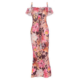 Top de Verano 2025 Estilo Europeo Americano para Mujer, Sexy, Estampado Spice Girl, con Volantes, sin Cuello, Antiestático, Alto - Product Image 5