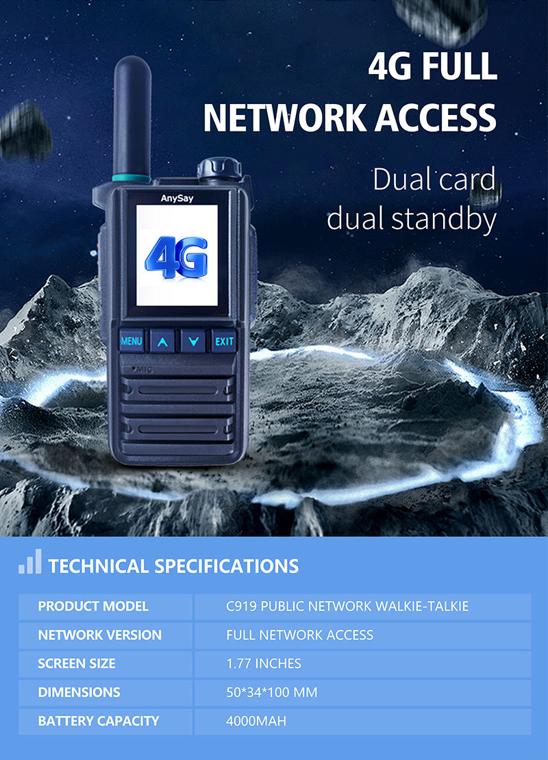 C919 Easy Operation Strong signal 4G POC PTT Antenna Radio Talkie-walkie