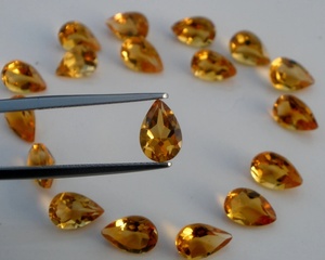 พลอยซิทรินทรงลูกแพร์เจียระไนแบบเหลี่ยมธรรมชาติ ขนาด 9x6 มม. สีเหลือง 1.5 กะรัต เรืองแสง สำหรับทำเครื่องประดับ - Product Image 2