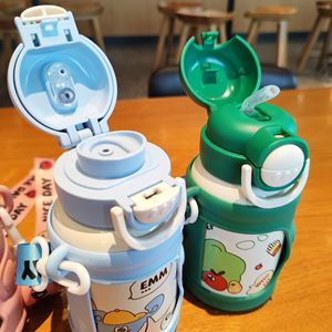 Children's Dual-Drink 316 Stainless Steel Vacuum <b>Insulated</b> <b>Cup</b> With Sleeve For School Outdoor Use Cartoon Animal Design - Product Image 3