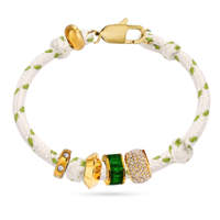 Bracelet tressé blanc élégant personnalisé EDGE avec perles de cristal et breloques en strass vert, bijoux de mode pour femmes, cadeau