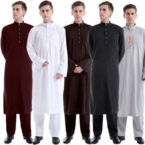 Nouvelle conception 2025, 100% polyester, respirant, résistant aux plis, léger, tissu twill blanchi, robes arabes, robes saoudiennes pour garçons - Product Image 1