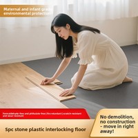 Revêtement de sol SPC en pierre-plastique, type clic, pour usage domestique, 5 mm, style carrelage, pose directe, imperméable, antidérapant, ignifuge